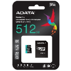 Флеш карта MICRO SDXC 512Gb W/AD. AUSDX512GUI3V30SA2-RA1 ADATA