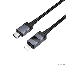 Кабель USB2.0 Hoco Type-C/Lightning, 2.4А, 27Вт,с дисплеем, X118, 1м, черный, коробка