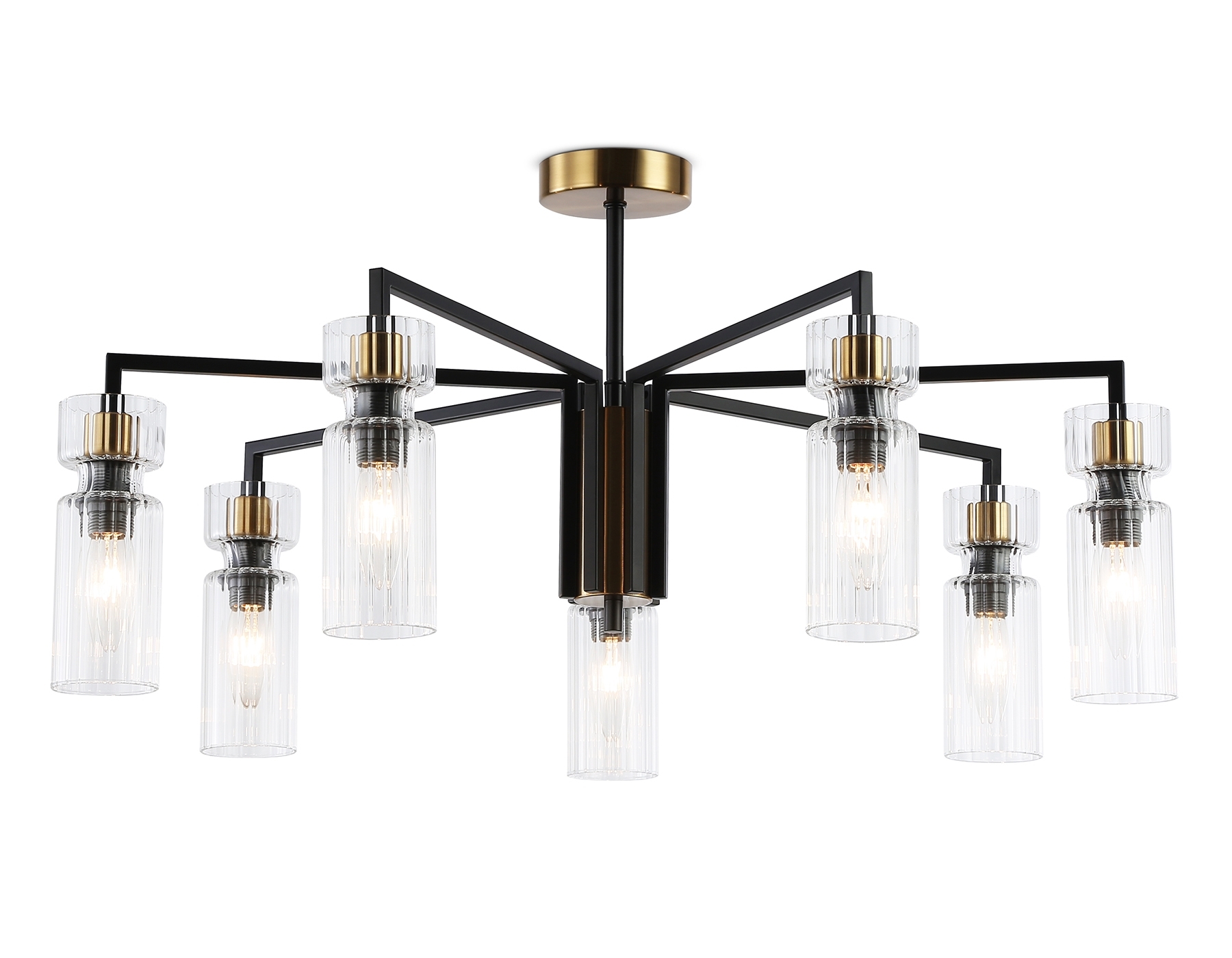 Люстра Ambrella light LH56115/7 BK/BS/CL черный/латунь/прозрачный E14*7 max 40W D705*350