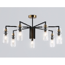 Люстра Ambrella light LH56115/7 BK/BS/CL черный/латунь/прозрачный E14*7 max 40W D705*350