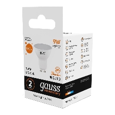 Лампа светодиодная Gauss Spotlight Elementary 9Вт цок.:GU10 спот 220B 3000K св.свеч.белый теп. А67 (упак.:10шт)