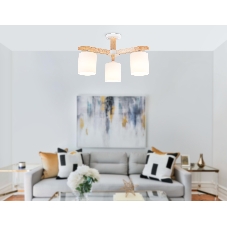 Светильник Ambrella light TR83112/3 WH/LW белый/светлое дерево E27/3 max 40W D580*320