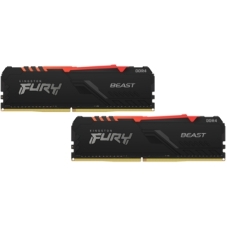 Оперативная память Kingston Fury Beast, DDR4, 64GB (4x16GB), 3200MHz, CL16, DIMM, радиатор, черный