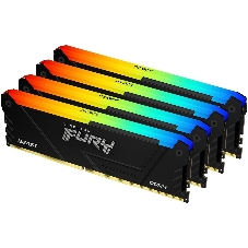 Оперативная память Kingston Fury Beast, DDR4, 32GB (4x8GB), 3600MHz, CL17, DIMM, с радиаторами, RGB, черный