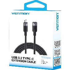 Кабель-удлинитель Vention USB 3.2 Gen2 CM/CF - 1м. Белый 5А PD100W