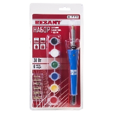 Выжигатель Rexant (набор паяльник-выжигатель), 7 насадок, подставка, кисточка, краски 230 В/30 Вт