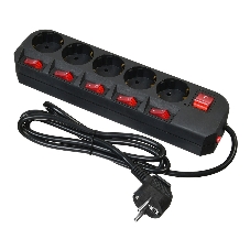 Сетевой фильтр Buro 500SH-1.8-SW-B 1.8 м, 5 розеток, черный, коробка