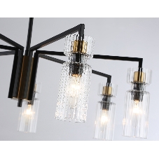 Люстра Ambrella light LH56115/7 BK/BS/CL черный/латунь/прозрачный E14*7 max 40W D705*350