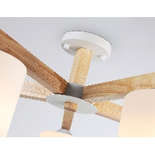 Светильник Ambrella light TR83113/5 WH/LW белый/светлое дерево E27/5 max 40W D700*325