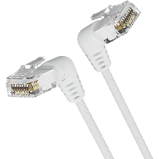 Патч-корд Vention прямой UTP cat.6a, RJ45 угол 90 - 1м. Белый