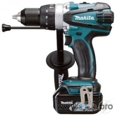 Дрель-шуруповерт Makita DHP458RFE аккумуляторная ударная[DHP458RFE]{18В,2х3Ач Li-ion,БЗП-13мм,0-400\2000об\м,91\58Нм,2.3кг,чем,мет редуктор,бок рукоятка}