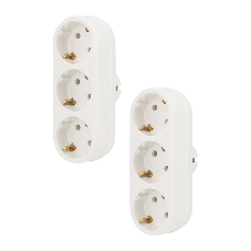 Набор тройников электрических линейных Rexant 16 А с заземлением, белый (2 шт./уп.)