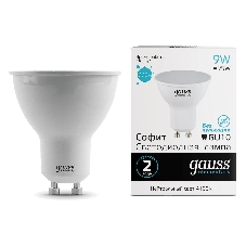 Лампа светодиодная Gauss Spotlight Elementary 9Вт цок.: GU10 спот 220B 4100K св. свеч. бел. нейт. MR16 (упак.: 10 шт) (13629)