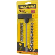 Набор STAYER 2540-H20 с Т-образной ручкой с насадками. 21 предмет