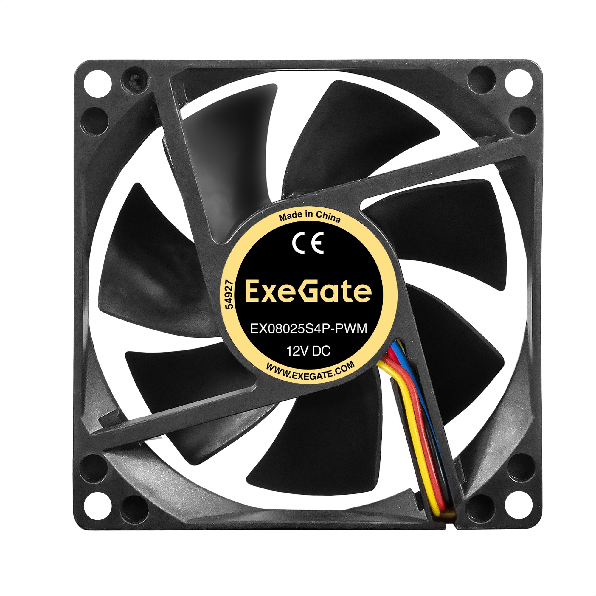 Вентилятор для корпуса ExeGate EX08025S4P-PWM черный, 80 мм, 2300 об/мин, 23 дБ, 4 pin