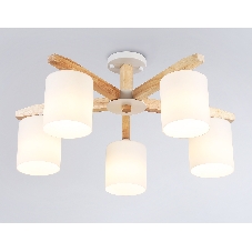 Светильник Ambrella light TR83113/5 WH/LW белый/светлое дерево E27/5 max 40W D700*325