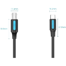 Кабель Vention USB 2.0 Type C M/BM - 2 м