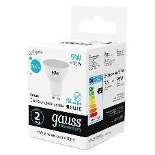 Лампа светодиодная Gauss Spotlight Elementary 9Вт цок.: GU10 спот 220B 4100K св. свеч. бел. нейт. MR16 (упак.: 10 шт) (13629)