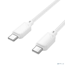 Кабель USB2.0 Hoco Type-C/Type-C, 3А, 60Вт, нейлоновая оплетка, X113, 1м, белый, коробка