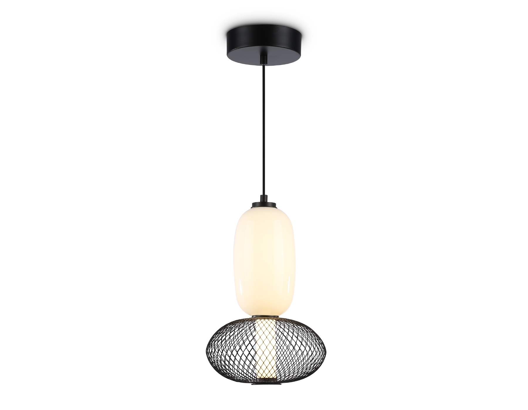 Подвесной светодиодный светильник Ambrella light LH11007 BK/FR черный/белый матовый 15W 3000K D220*350