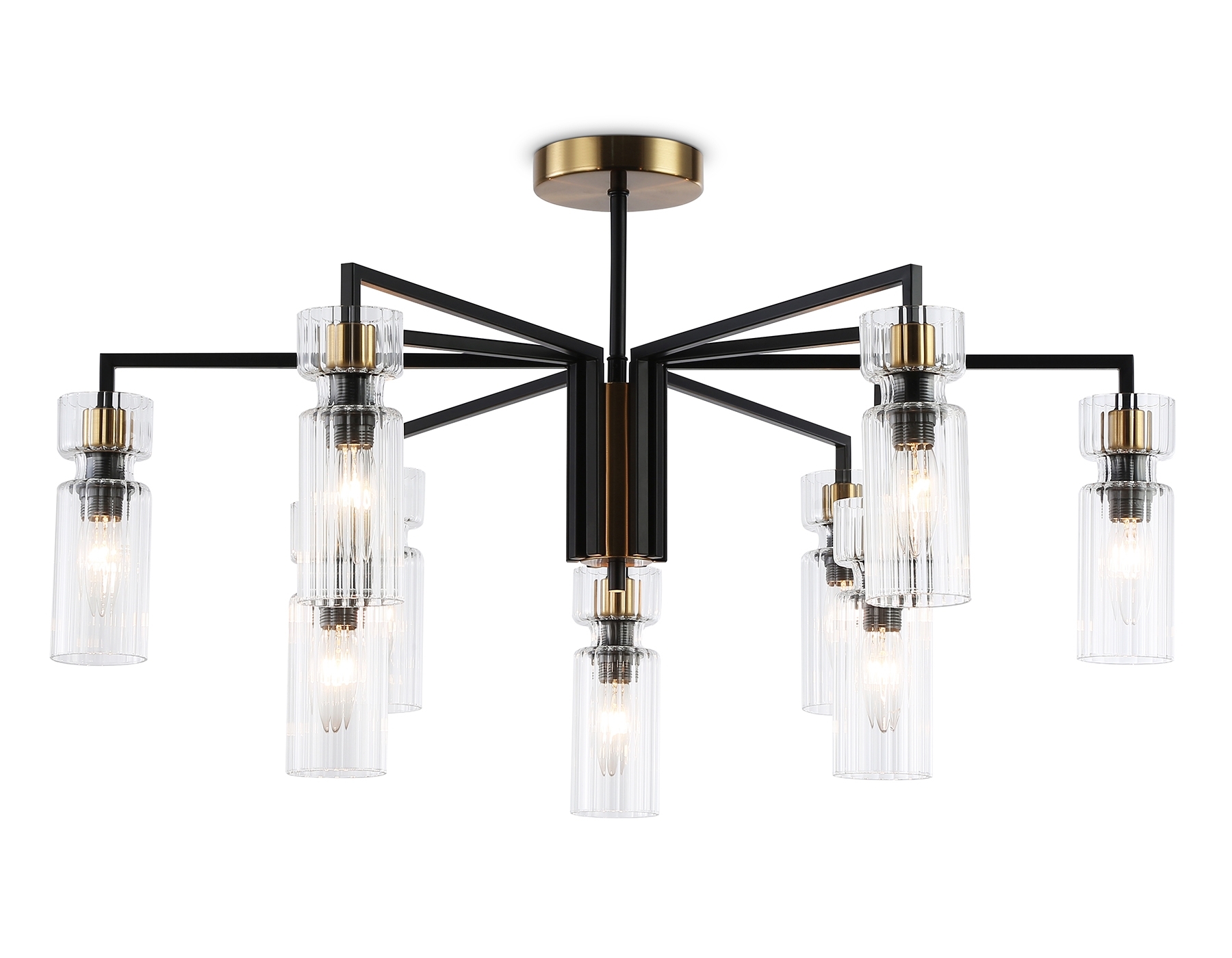 Люстра Ambrella light LH56117/9 BK/BS/CL черный/латунь/прозрачный E14*9 max 40W D765*440