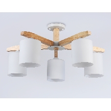 Светильник Ambrella light TR83113/5 WH/LW белый/светлое дерево E27/5 max 40W D700*325