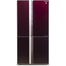 Холодильник Sharp SJ-GX98PRD темно-бордовый стекло трехкамерный Side by Side 394/211л морозилка снизу, No Frost, Side by Side
