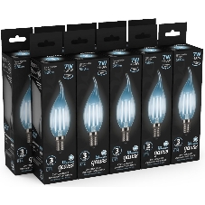 Лампа светодиодная Gauss LED Filament Свеча на ветру E14 7W 580lm 4100К 1/10/50