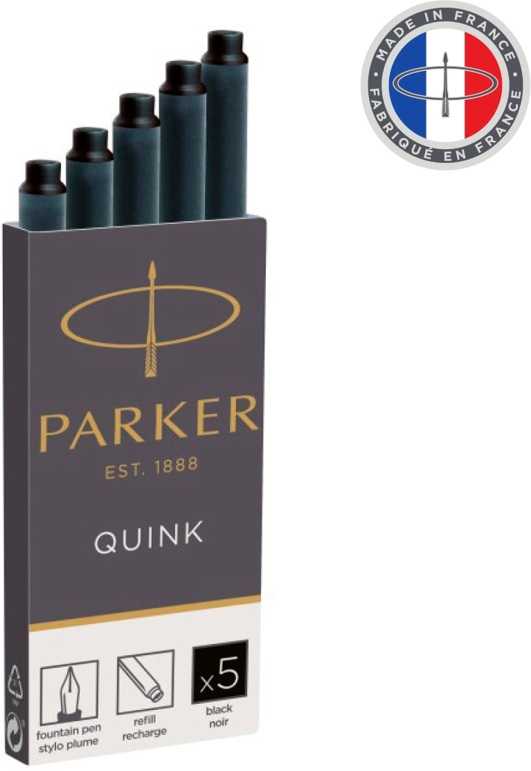 Картридж Parker Quink Z11 (CW1950382) черные чернила, для ручек перьевых (5шт)