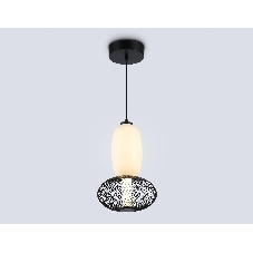 Подвесной светодиодный светильник Ambrella light LH11007 BK/FR черный/белый матовый 15W 3000K D220*350