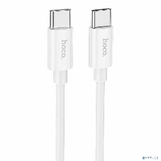 Кабель USB2.0 Hoco Type-C/Type-C, 3А, 60Вт, силиконовая оплетка, X87, 1м, белый, коробка