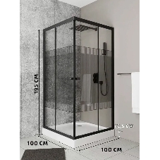Душевой уголок квадратный BAU Stil pattern 100х100х195, с поддоном 12,5 см, закаленное стекло толщин