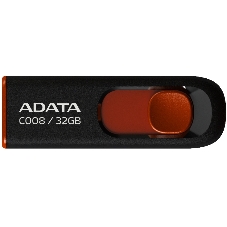 Флешка USB ADATA С008 (AC008-32G-RKD), 32Gb, USB 2.0, R/W 15/5, черный/красный