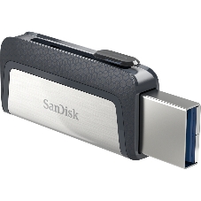 Флешка USB SanDisk DDC2 Ultra Dual (SDDDC2-032G-G46), 128Gb, USB 3.0/USB 3.1 Type C, R/W 150/30, серый/черный