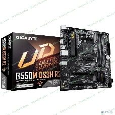 Материнская плата Gigabyte B550M DS3H R2, AM4, AMD B550, 4xDDR4, 4xSATA, 2xM.2, 1xPCIe 4.0 x16, 1xPCIe 3.0 x4, 1xPCIe 3.0 x1, 1xDP, 1xHDMI, 1x1Gb LAN, 4xUSB-A 5Gbps, 2xUSB-A 2.0, 3x3.5 мм, 7.1, mATX
