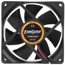 Вентилятор для корпуса ExeGate ExtraSilent ES08025SM черный, 80 мм, 2100 об/мин, 21 дБ, 3 pin