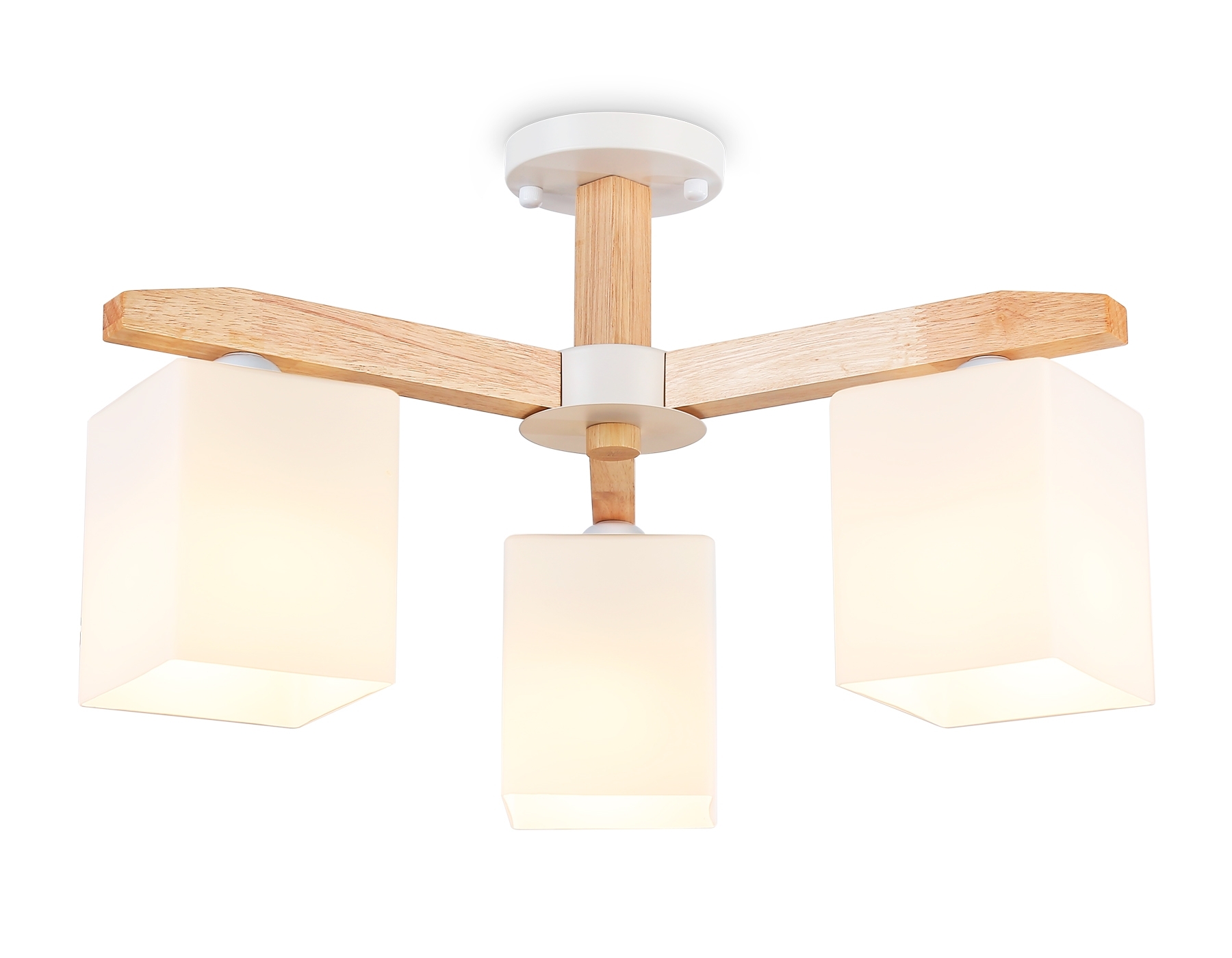 Светильник Ambrella light TR83115/3 WH/LW белый/светлое дерево E27/3 max 40W D580*320