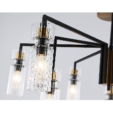 Люстра Ambrella light LH56117/9 BK/BS/CL черный/латунь/прозрачный E14*9 max 40W D765*440