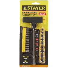 Набор STAYER 2540-H20 с Т-образной ручкой с насадками. 21 предмет