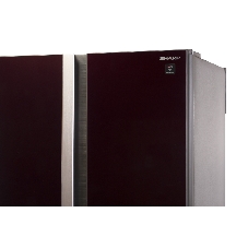Холодильник Sharp SJ-GX98PRD темно-бордовый стекло трехкамерный Side by Side 394/211л морозилка снизу, No Frost, Side by Side