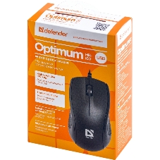 Мышь проводная Defender Optimum MB-160 черный, 1000 dpi, USB, кнопки - 3
