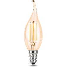 Лампа светодиодная филаментная Gauss Filament 5Вт цок.: E14 свеча 220B св. свеч. бел. нейт. (упак.: 10 шт)