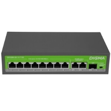 Коммутатор Digma DSP208G-2G-1S-T120 (L2), 10×1 Гбит/с, неуправляемый