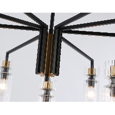 Люстра Ambrella light LH56117/9 BK/BS/CL черный/латунь/прозрачный E14*9 max 40W D765*440
