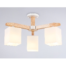 Светильник Ambrella light TR83115/3 WH/LW белый/светлое дерево E27/3 max 40W D580*320