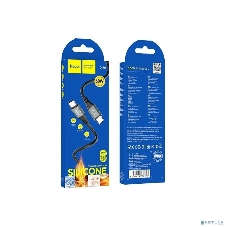 Кабель USB2.0 Hoco Type-C/Type-C, 3А, 60Вт, силиконовая оплетка, X86, 1м, черный, коробка