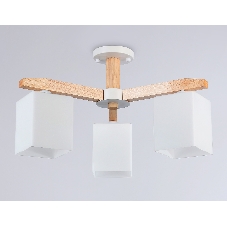 Светильник Ambrella light TR83115/3 WH/LW белый/светлое дерево E27/3 max 40W D580*320
