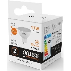 Лампа cветодиодная Gauss Elementary MR16 11W 850lm 3000K GU5.3 LED