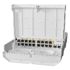 Коммутатор MikroTik Cloud Router Switch 318-16P-2S+OUT with 800MHz CPU, 256MB RAM, 16x Gigabit LAN with PoE-out, 2xSFP+ cages, RouterOS L5 or SwitchOS (dual boot), outdoor enclosure, mounting kit (power supply N