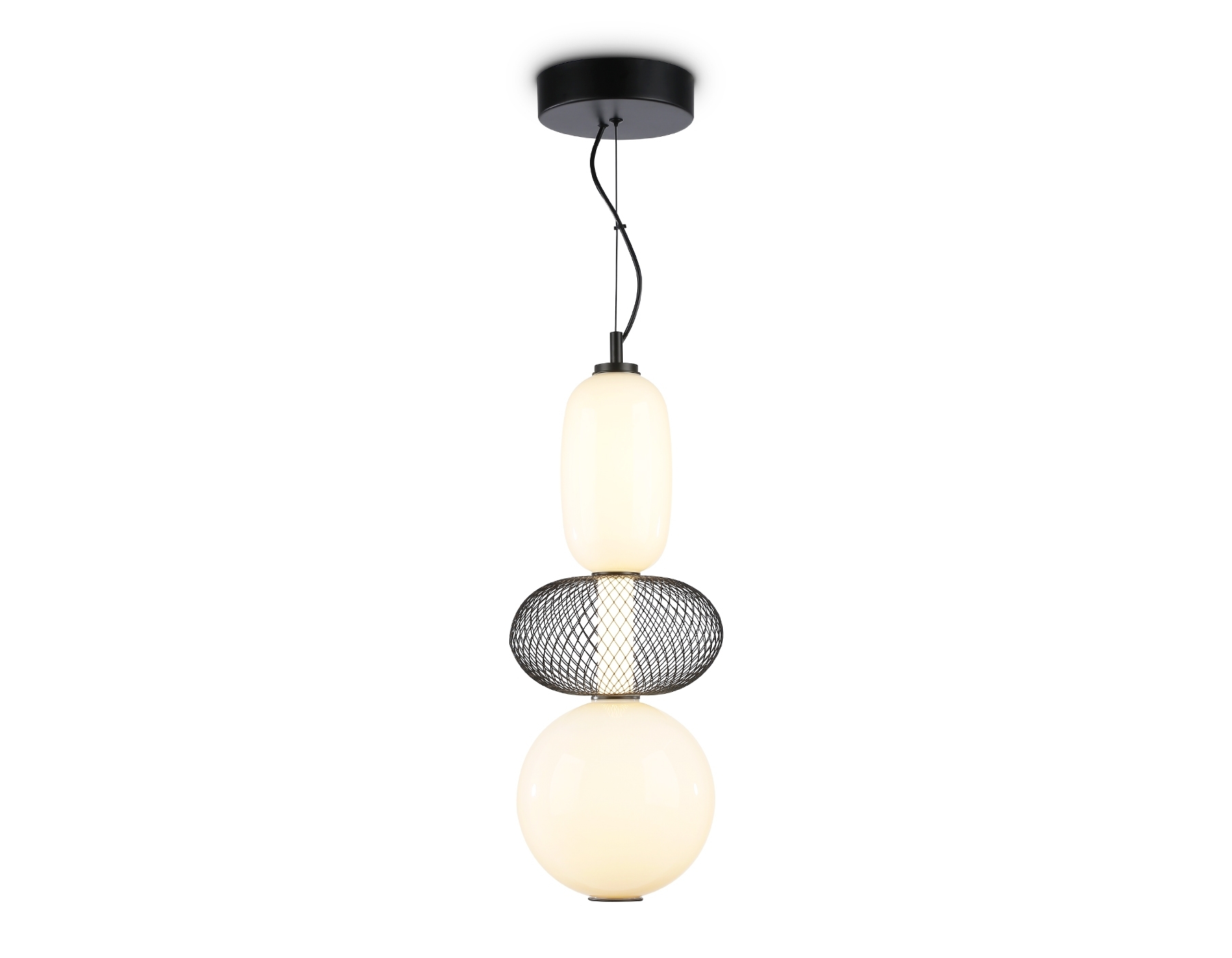 Подвесной светодиодный светильник Ambrella light LH11008 BK/FR черный/белый матовый 24W 3000K D220*570